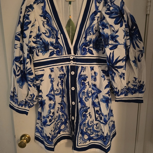 Farm Rio Off White Garden Tiles Minidress - Picture 4 of 5